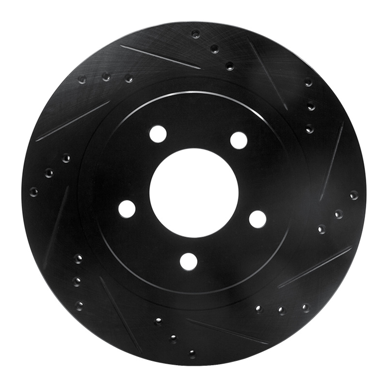 Chrysler Concorde Brake Rotor (1) - Front Right - R1 Concepts - Drilled & Slotted - Black - `98-`04